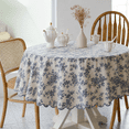 thumbnail image 4 of Verolix 60 inch Round Tablecloth, Featuring Blue Floral Botanical Pattern, Made from Polyester Fabric for Dining Kitchen Home Decor, 4 of 5