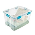 Sterilite 80 Quart Gasket Box Storage Bin w/ Lid & Latches, Clear/Aqua
