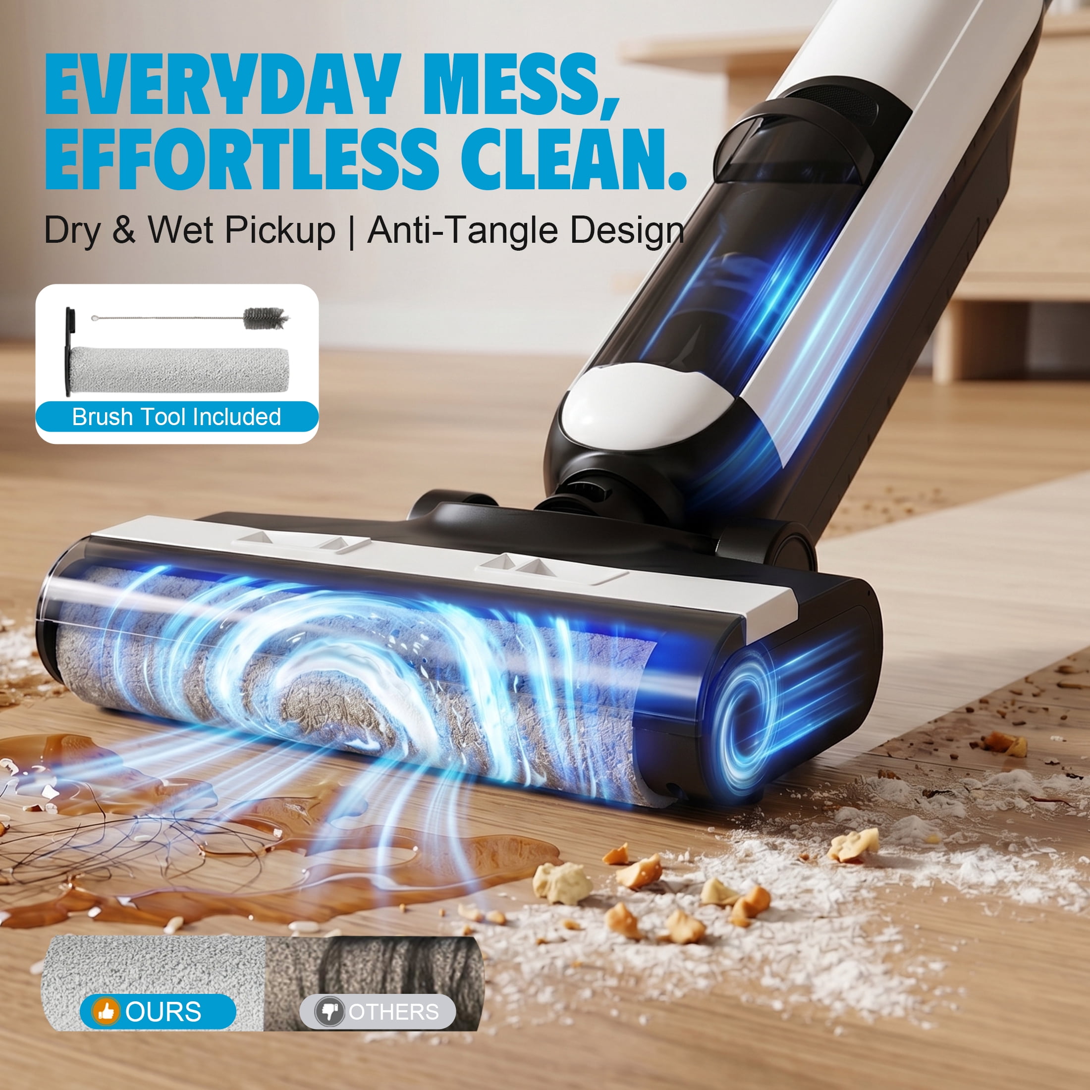 CONCETTA Wet/Dry Vacuum Cleaner of Cordless Design, Powerful Suction, Auto Self-Cleaning, Edge Clean, White