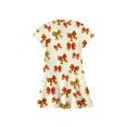 thumbnail image 4 of CCRFTGI Polo Dress for Kids Girls Size 8 Short Sleeve School Uniform Cute Bow Print Pleated Flare Skater Polo Dresses Back To School Summer Button-Down Collar Picque Polo Dress Orange 5-6 Years, 4 of 5