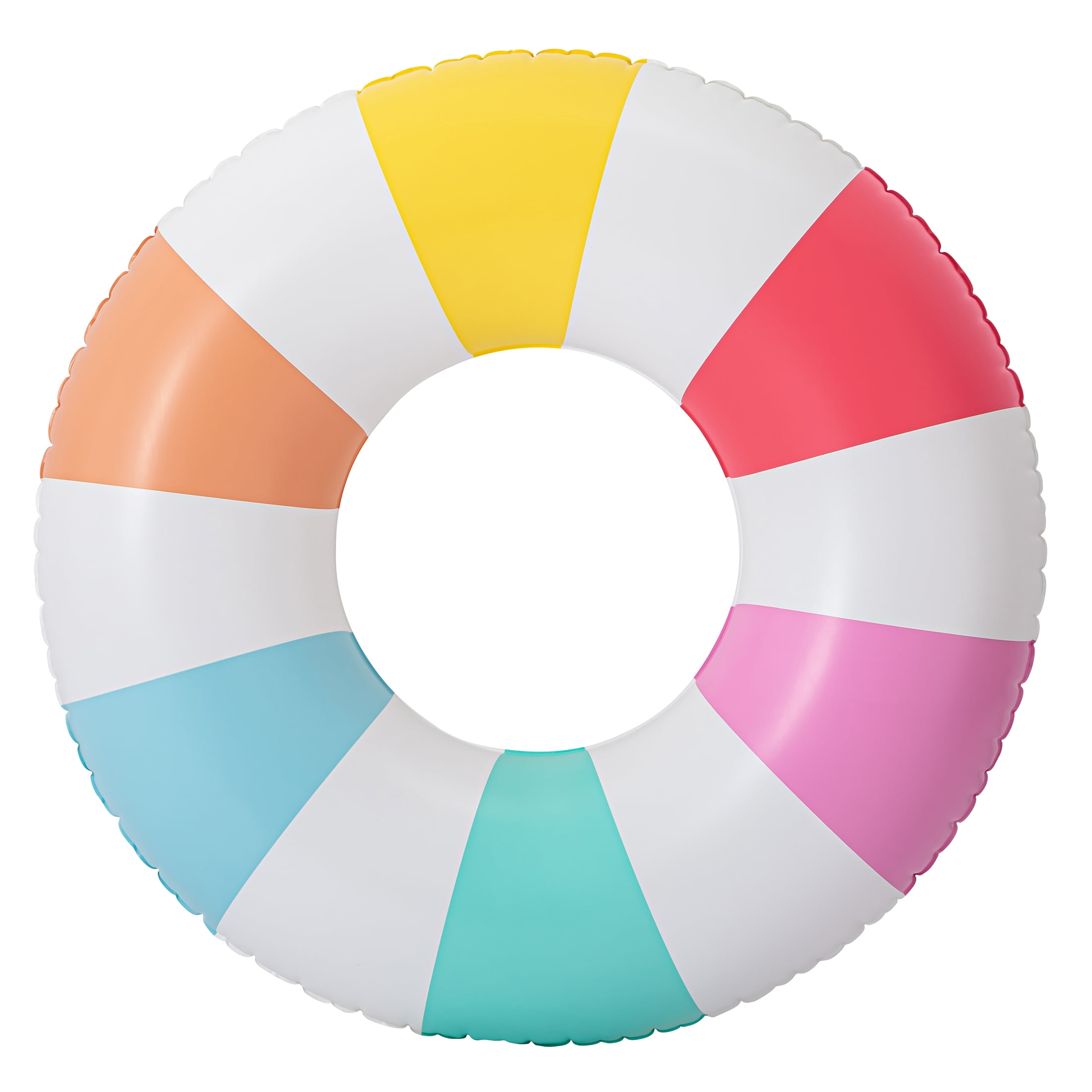 Bluescape Inflatable Stripe Swim Tube Pool Float 2-Pack, Multicolor Stripes, Age 9+