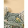 thumbnail image 4 of vera natura Toddler Girls Dress Flower Embroidered Ruched Mesh Short Sleeve Baby Dress Summer Casual Princess Dres, 4 of 9