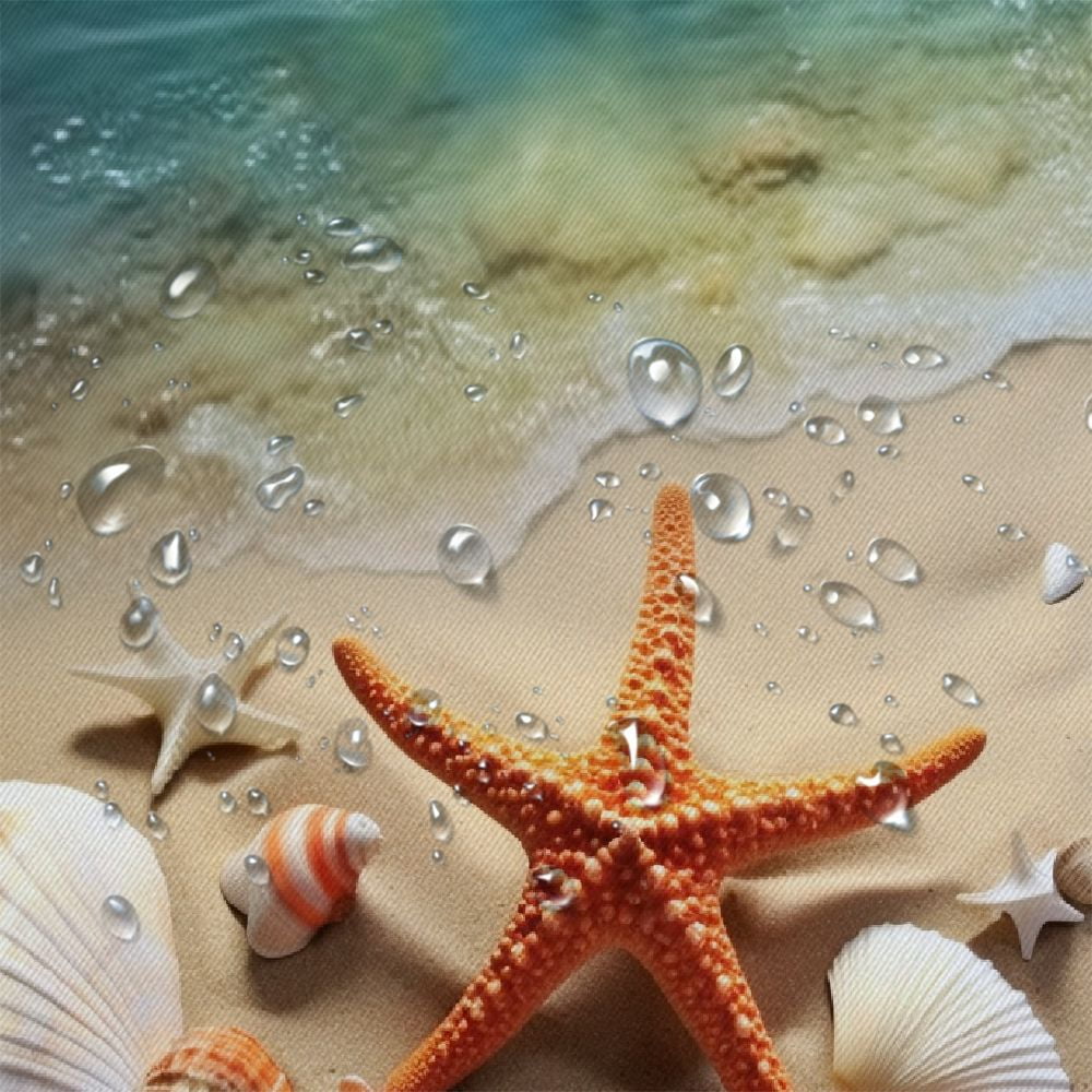 PRATYUS Starfish Shells Beach Shower Curtain Waterproof Bath Curtain Set Modern Bathroom Decor with Hooks 69"x72