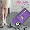 thumbnail image 5 of Dteck for Apple iPhone 13 Pro Max Zipper Pocket Case, Flip PU Leather Wallet Crossbody Shoulder Strap Lanyard Case with Credit Card Holder Women RFID Blocking Protective Purse Cover, purple, 5 of 7