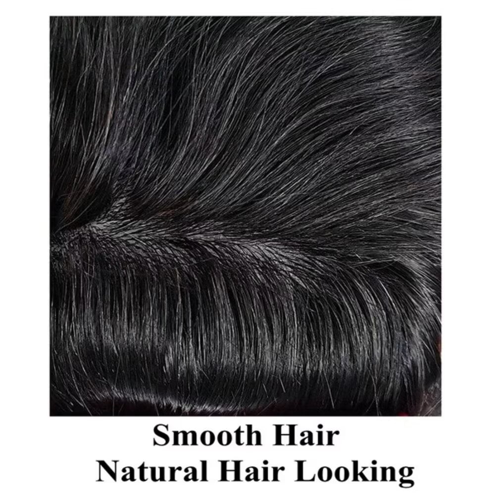 Mens Hairpiece LYRICAL HAIR Human Hair Replacement System Durable Thin Skin PU Injected Toupee Hair Wigs for Men