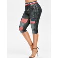 thumbnail image 1 of Más el tamaño de la mariposa de la bandera americana Imprimir recortada Jeggings Rosegal Leggings de talla grande, 1 of 5