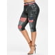 thumbnail image 1 of Más el tamaño de la mariposa de la bandera americana Imprimir recortada Jeggings Rosegal Leggings de talla grande, 1 of 5