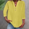 thumbnail image 2 of Tshirts Shirts for Women Fashion Breathable Casual V Neck Down Short Sleeve Womens Summer Tops Yellow XL, 2 of 6