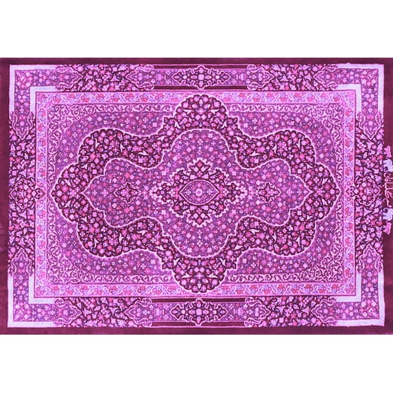 Ahgly Company Indoor Rectangle Medallion Purple Traditional Area Rugs, 2' x 5'
