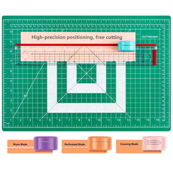 Rotary Cutter Set,Paper Cutter Set with 12x18 Inch A3 Self-Healing Cutting Mat, Acrylic Ruler, 4 Interchangeable Blades for Craft Scrapbooking Sewing