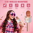thumbnail image 2 of PayUSD Wireless Microphone for Kids Bluetooth Karaoke Microphone for adults 5-in-1 Portable Handheld Mic Speaker Birthday Christmas Gifts Toys for Girls Boys Adults All Age, Rose Gold, 2 of 9