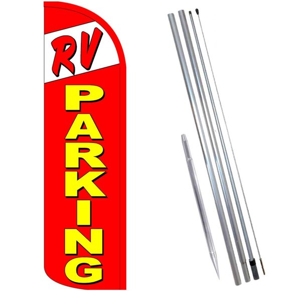 Vista Flags RV PARKING Windless Feather Banner Flag Kit (Flag, Pole, & Ground Mt)