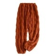 thumbnail image 2 of Women's Pajama Pants Plush Fleece Elastic Waistband Thickned Sleepwear Solid Color Winter Warmth Soft Comfy Relaxed Lounge Pj Pants, 2 of 3