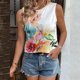 thumbnail image 3 of Gibobby Camiseta de flores pintadas de posicionamiento para mujer, chaleco sin mangas, camiseta informal, blusa suelta(RD1,CH), 3 of 5
