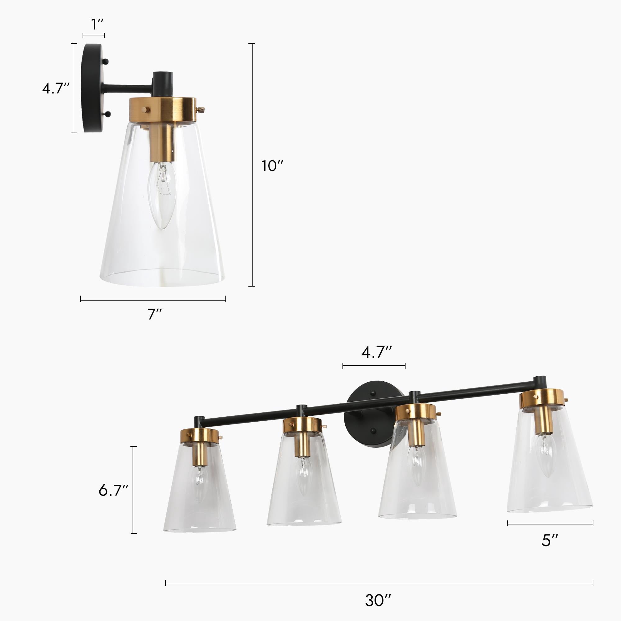 LNC Deferoiry 30-in 4-Light Matte Black LED Modern/Contemporary Vanity Light