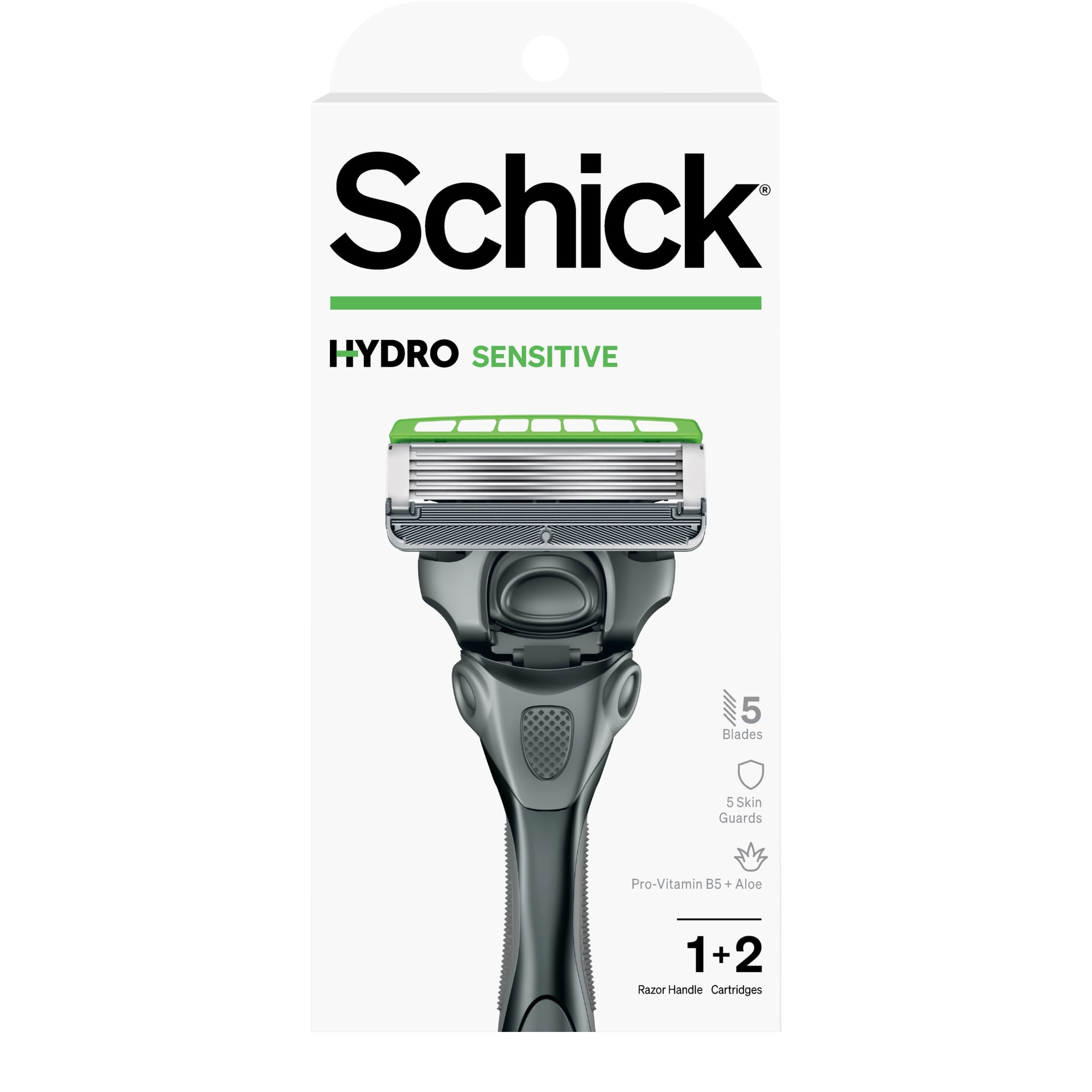 Schick Hydro 5-Blade Skin Comfort Sensitive Skin Mens Razor Handle Plus 2 Blade Cartridge Refills, Mens Razor, Designed for Maximum Comfort While Shaving