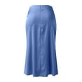 thumbnail image 5 of MIXUE Skirts For Women Summer Solid Color High Waist A Line Elegant Casual Midi Skirt Outwear,Blue,S, 5 of 5