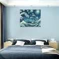 thumbnail image 4 of HFDF Dolph Decor Wall Art Ocean Waves Dolph Pictures Nautical Canvas Wall Decor Starry Night Patg Modern Home Artwork Decorations for Bedroom Bathroom Livg Room Office 20x16inch Framed, 4 of 5