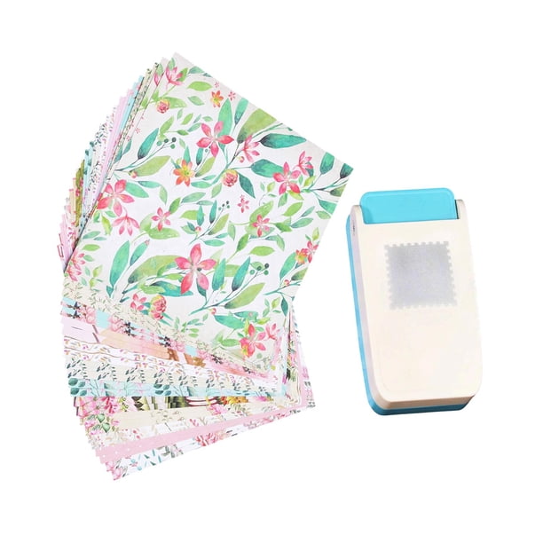 Perforadora de papel con borde de sello para niños, acción de palanca, bricolaje, para proyectos creativos de bricolaje, reutilizable. cuadrado
