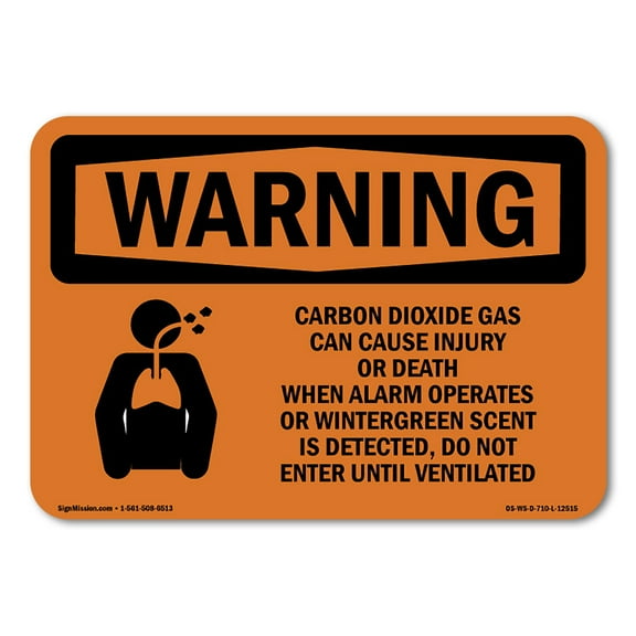 OSHA WARNING Sign - Carbon Dioxide Gas | Decal | Protect Your Business, Construction Site, Warehouse & Shop Area | Made in the USA