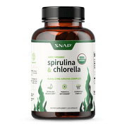 Snap Supplements Spirulina & Chlorella - Organic Heart Support & Natural Energy, 120 Capsules