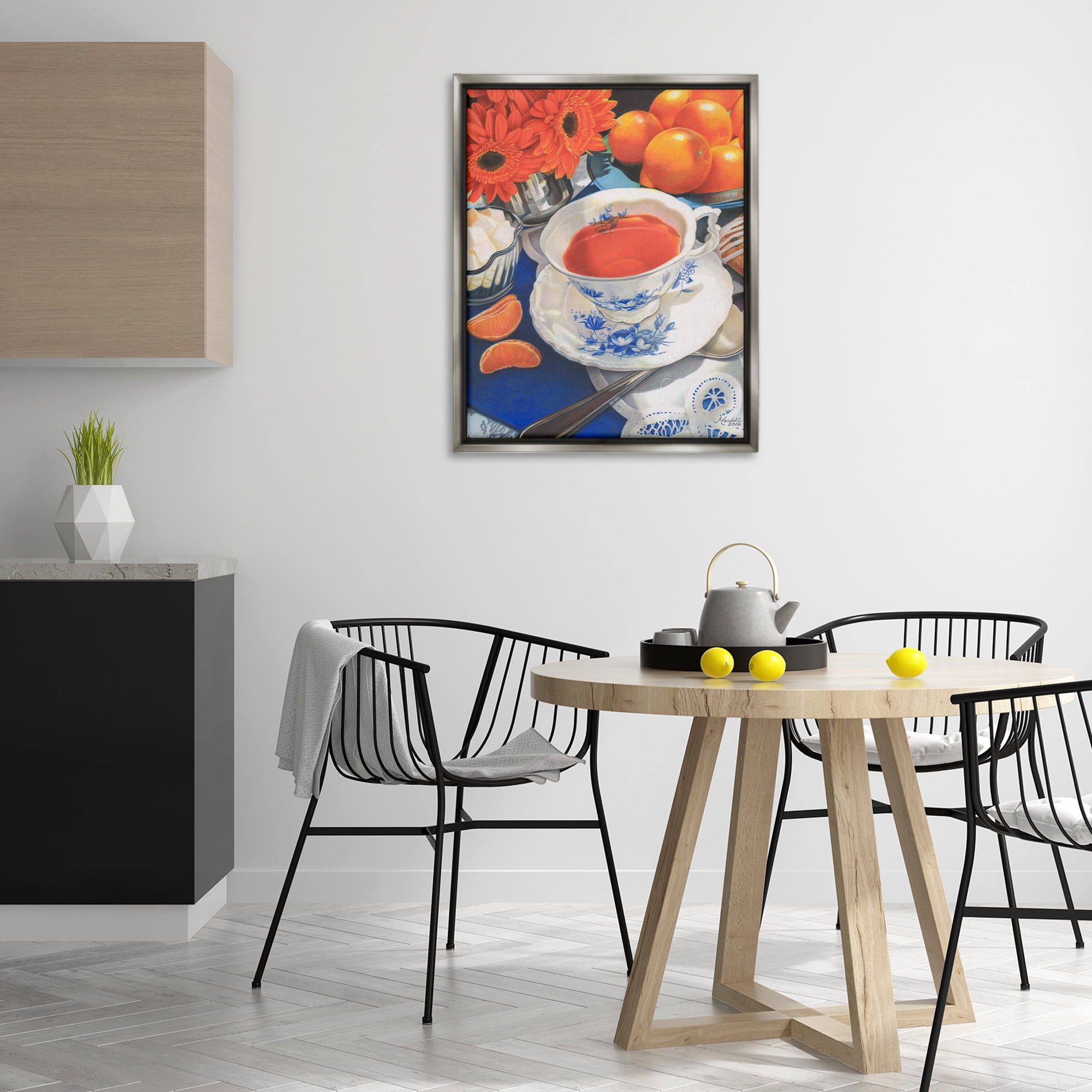 Stupell Industries Citrus Tea Time Food & Beverage Painting Gray Floater Framed Art Print Wall Art, 25 x 31