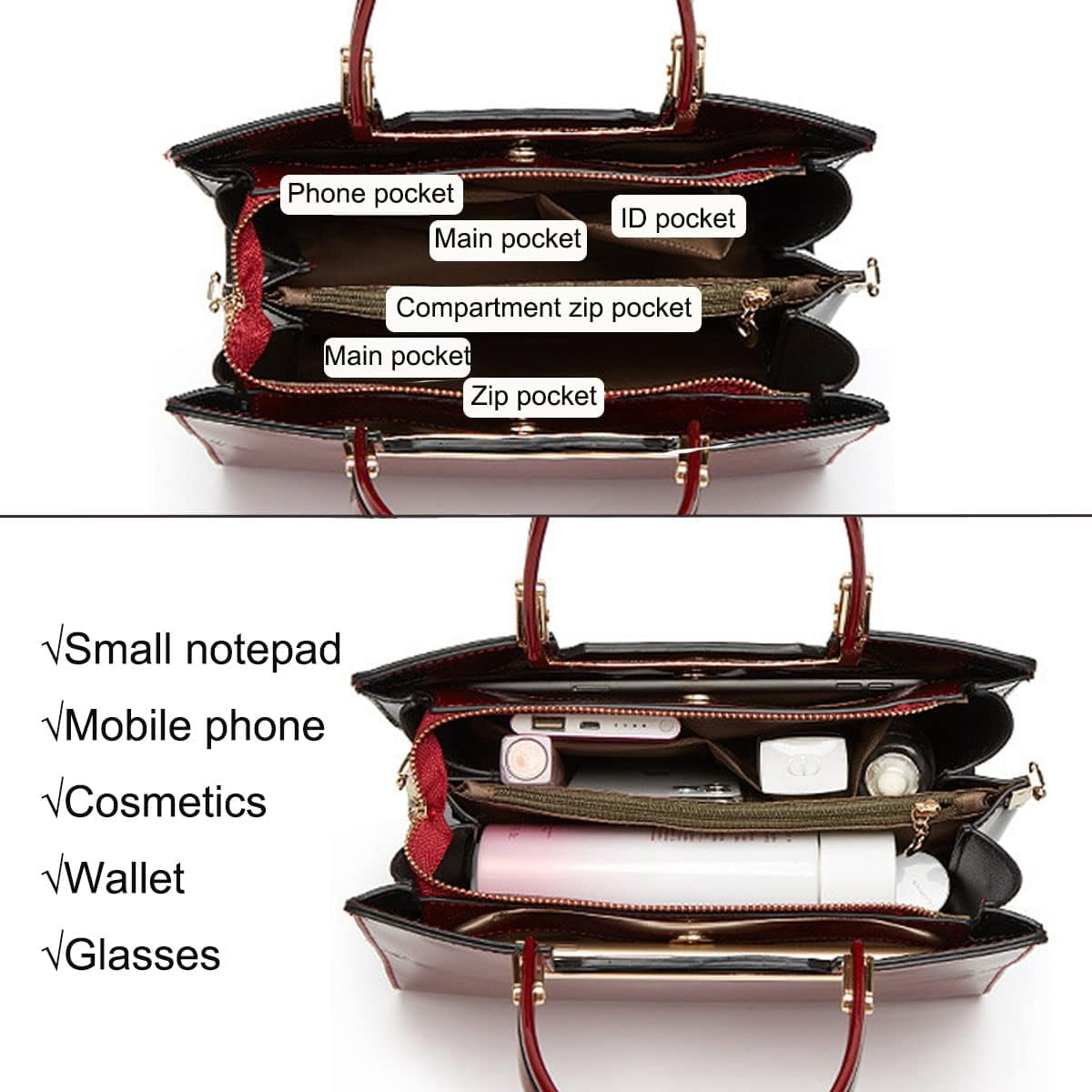 Purses and Handbags for Women Fashion Messenger Bag Ladies PU Leather Top Handle Satchel Shoulder Tote Bags