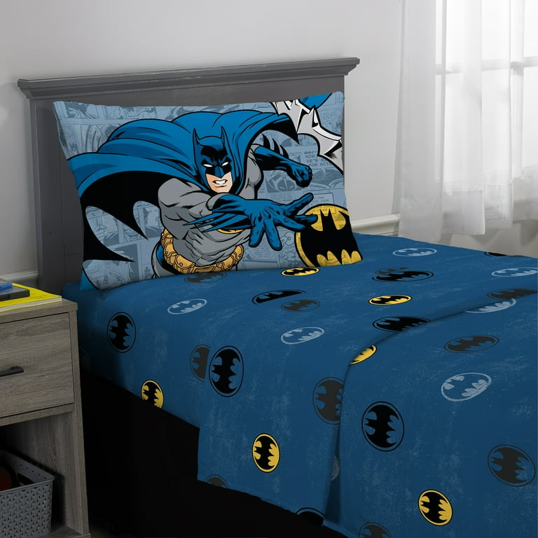 Batman Kids Twin Sheet Set Blue Warner Brothers