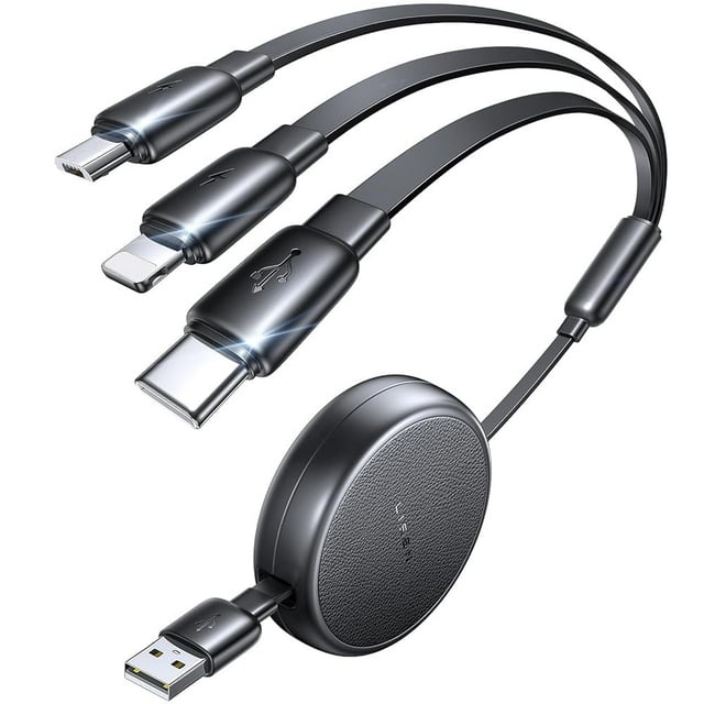 Cable de carga LISEN Cargador de coche retráctil 3 en 1 para todos los dispositivos