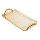 thumbnail image 3 of Bandeja rectangular para servir, organizador de encimera, bandeja para guardar joyas y platos de frutas. Borde dorado ámbar., 3 of 9