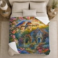 thumbnail image 5 of Printed Flannel Throw Blanket with Bluebirds Spring Garden Cottage Idyllic Country Floral Art, 5 of 9