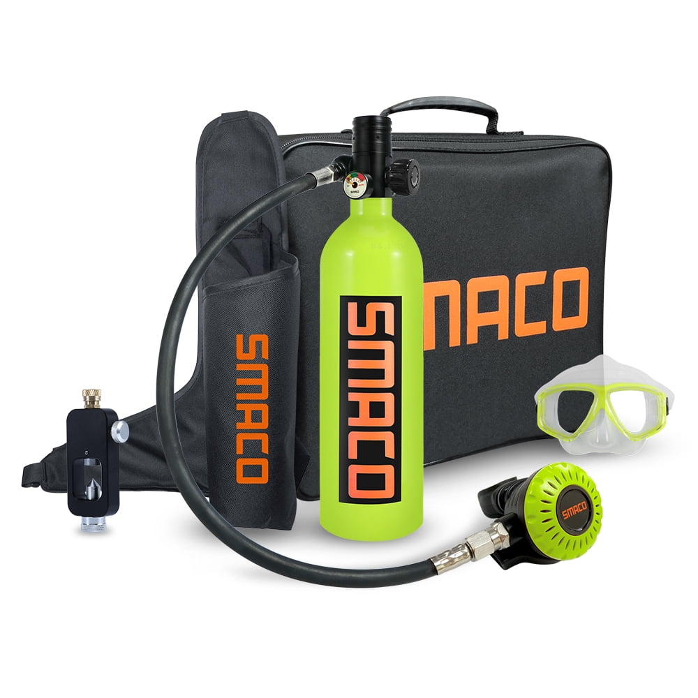 SMACO Mini Scuba Diving Kit 15-20 Mins Underwater 1L Oxygen Tank Hand Air Pump 