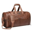 thumbnail image 1 of Bolso de lona de cuero PU, bolso de hombro, bolso de equipaje, bolso de viaje de negocios multifunción con compartimento para zapatos para acampar y Marrón, 1 of 10