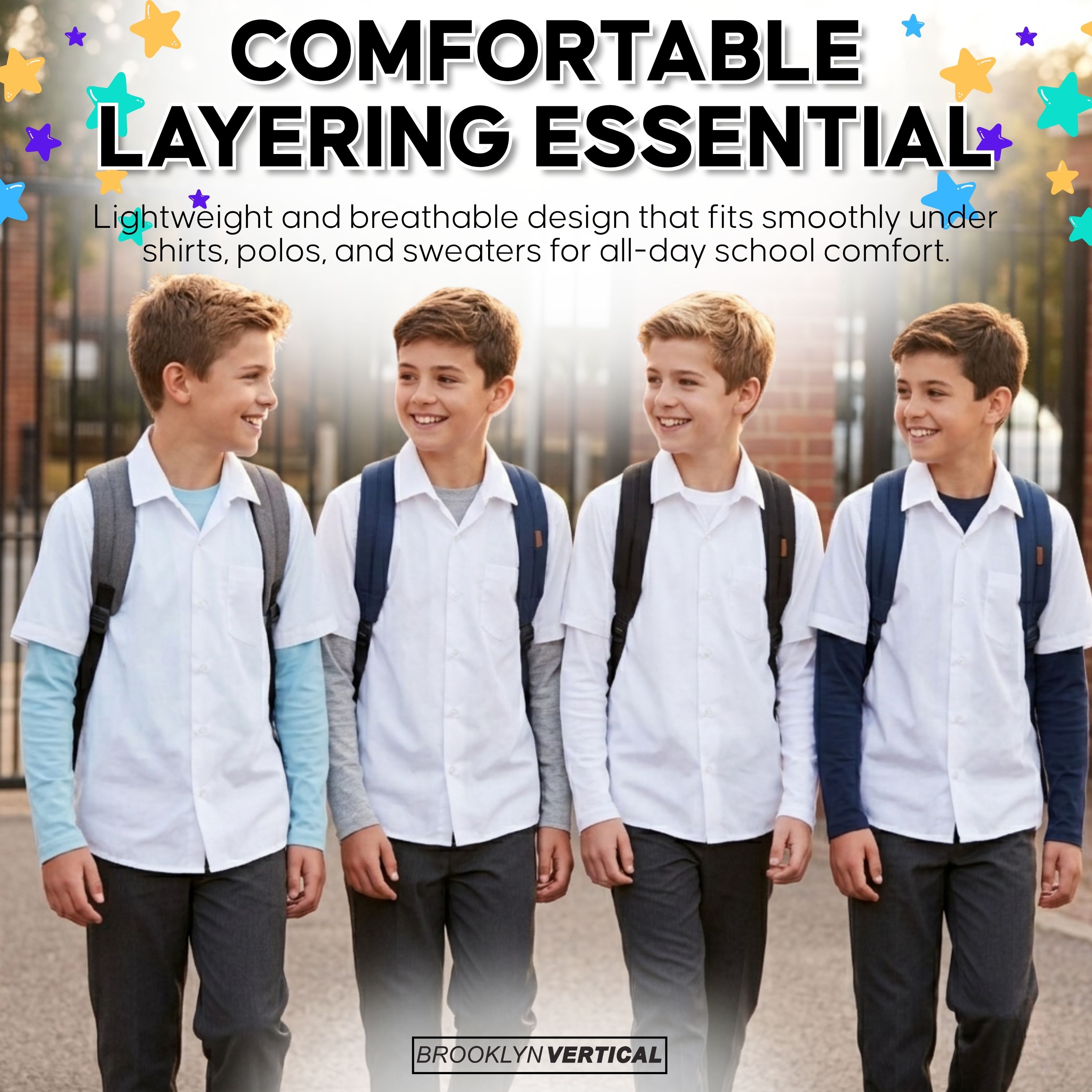 Brooklyn Vertical Boys 4-Pack Long Sleeve Cotton Tee Shirts photo 4