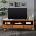 thumbnail image 6 of Walker Edison Modern Boho Wood 3 Drawer 70” TV Stand, Caramel, 6 of 17
