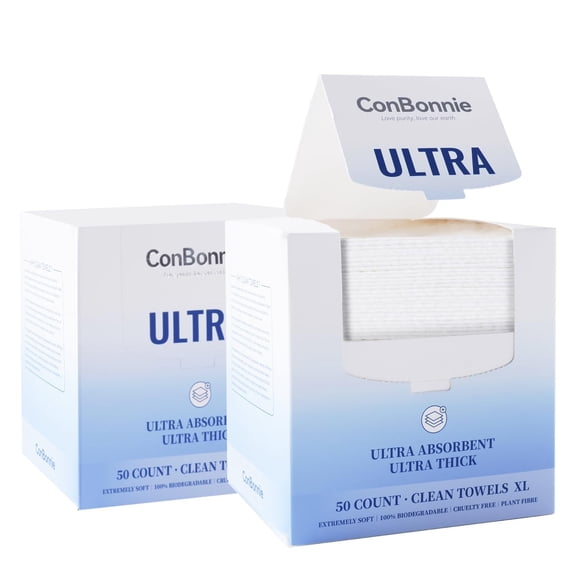 Toalla facial desechable Conbonnie XL Ultra Ed. 10 x 12 cm, 100 unidades