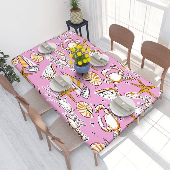 Elastic Edge Fitted Tablecloth Cute And Colourful Seashells Beach Life for Rectangle Table 4 FT 30 X 48 Inch