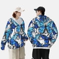 thumbnail image 4 of Kdxio Blue and White Butterflies Print Women Men Sun Protection UPF 50+ Jackets Zip Up Long Sleeve Hoodie Hiking Lightweight with Pockets, 4 of 7