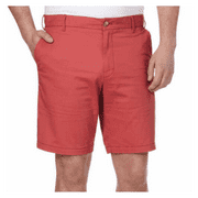 IZOD Men's Stretch Flat Front Chino Short Cotton-Polyester Saltwater, Red, 32W