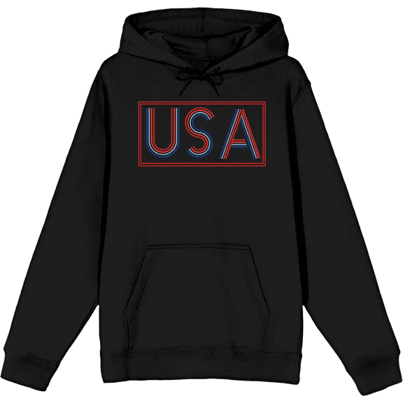 Americana USA Neon Sign Black Adult Long Sleeve Hoodie-Small