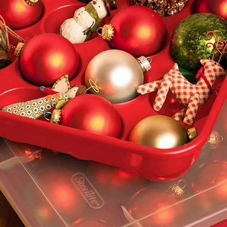 Sterilite 48 Quart Stackable Holiday Christmas 45 Ornament Storage Box (12  Pack), 1 Piece - Foods Co.