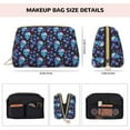 thumbnail image 2 of Skull flower pink blue Makeup Bag, Large Capacity Travel Cosmetic Bag for Women Girls- Travel Toiletry Bag Leather Portable Waterproof Makeup Case Organizer with Handle, 2 of 4