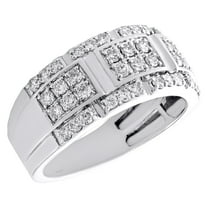 14K White Gold Round Diamond 4 Row Fancy Wedding Anniversary Band 10mm Ring 1 CT