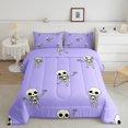 thumbnail image 2 of Feelyou Kawaii Skeleton Full Size Comforter Sets, Cute Gothic Cartoon Bedding Comforter Set, Lavender, Halloween Reversible, 3-Piece, 1 Comforter and 2 Pillowcases, 2 of 7