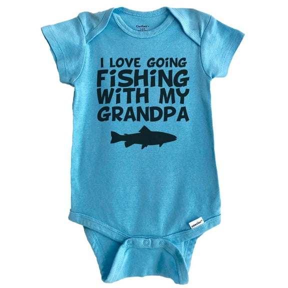 I Love Going Fishing With My Grandpa Baby Bodysuit (Blue)