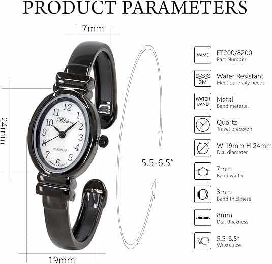 Blekon Collections 20mm Platinum Women's Cuff Watch 8200