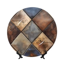 Disketp Rustic Tile Pattern Ceramic Plate Dinner Plates Bone China Decorative Plates Art Ceramic Ornaments for Wall Hanging Decoration -6in