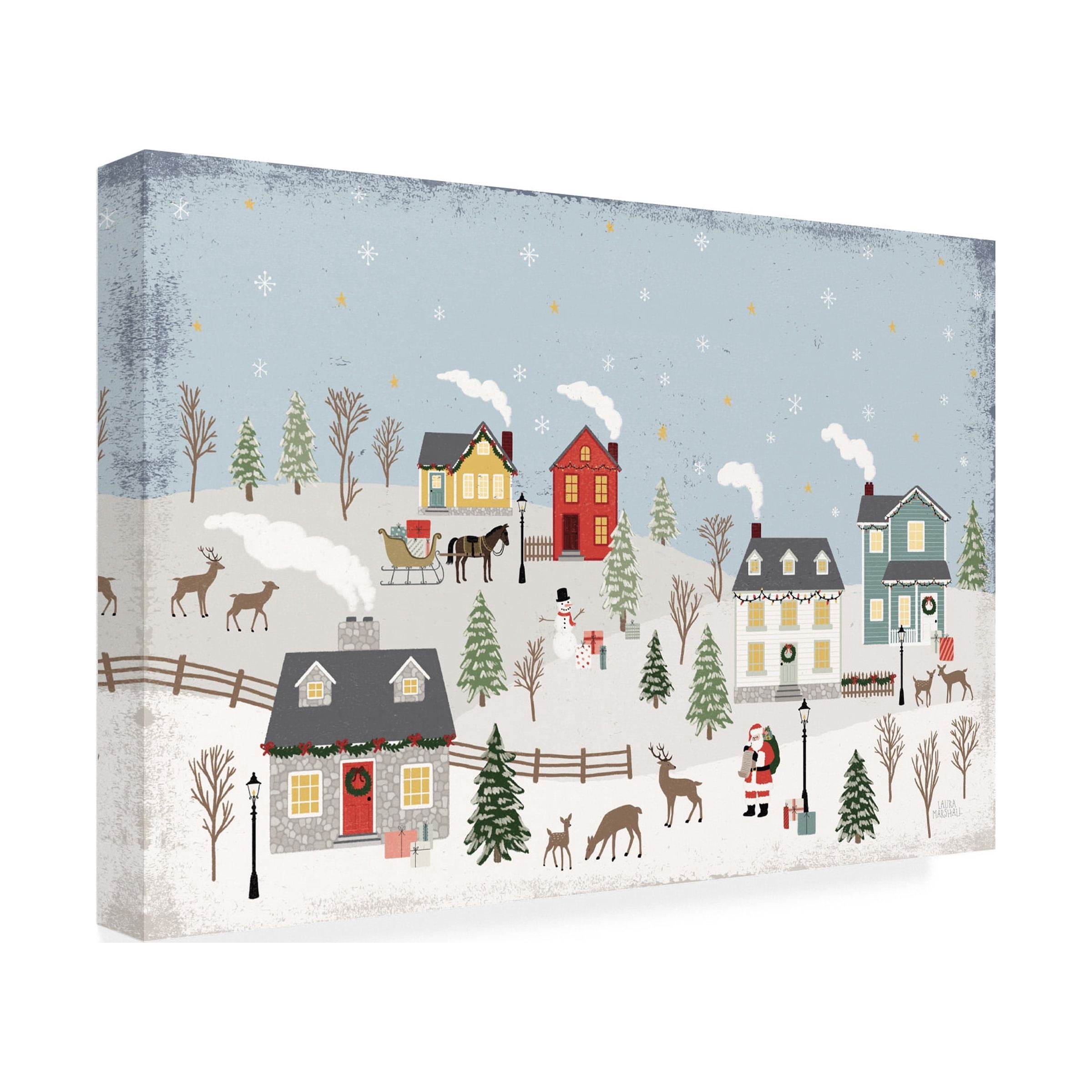 Laura Marshall 'Christmas Village II Day' Canvas Art