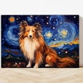 thumbnail image 4 of Shetland Sheepdog Dog Canvas Van Gogh Starry Night Wall Art Gifts Canvas Wall Art Frame Music Artist Customized Canvas Framed Photo Art Work For The Bedroom(Gifts For Dog Lover ), 4 of 6