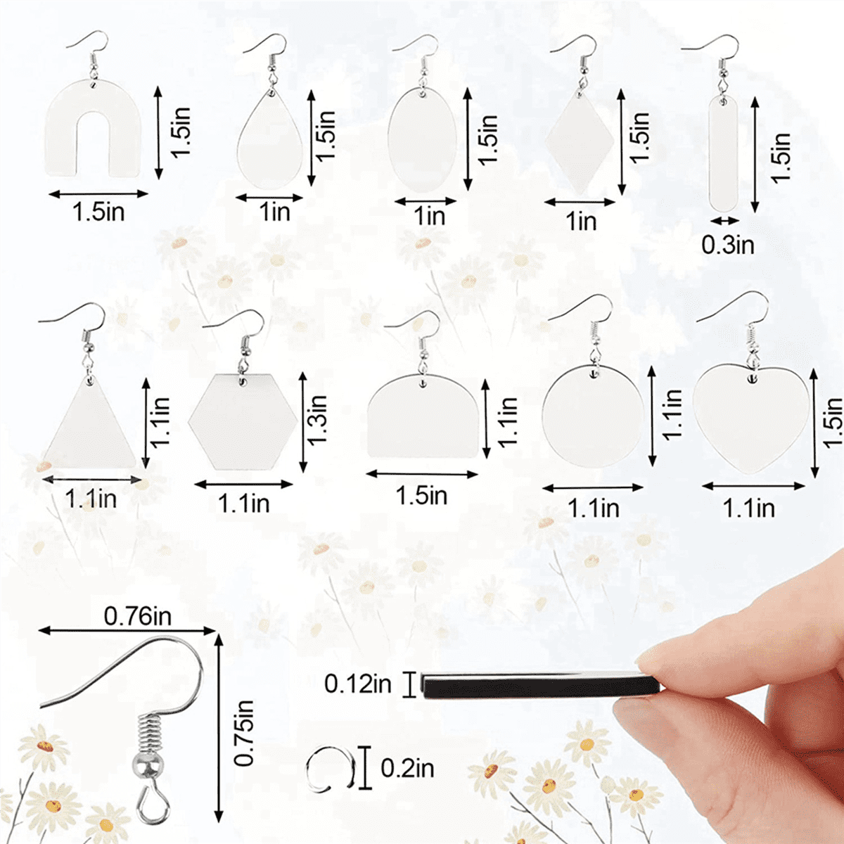180Pcs Sublimation Blank Earrings, Earrings Heat Transfer, Unfinished Earring with Hooks for DIY Sublimation Accessories